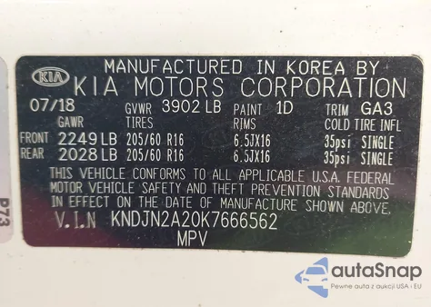 2019 Kia Soul z USA, uszkodzony, nr VIN KNDJN2A20K7666562